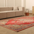 Vintage Manisa Turkish Area Rug 6x10 ft — Red & Blue Floral (No. 61535)
