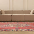 Vintage Isparta Turkish Area Rug 7x10 ft — Red & Beige Floral