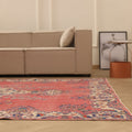 Vintage Isparta Turkish Area Rug 7x10 ft — Red & Beige Floral