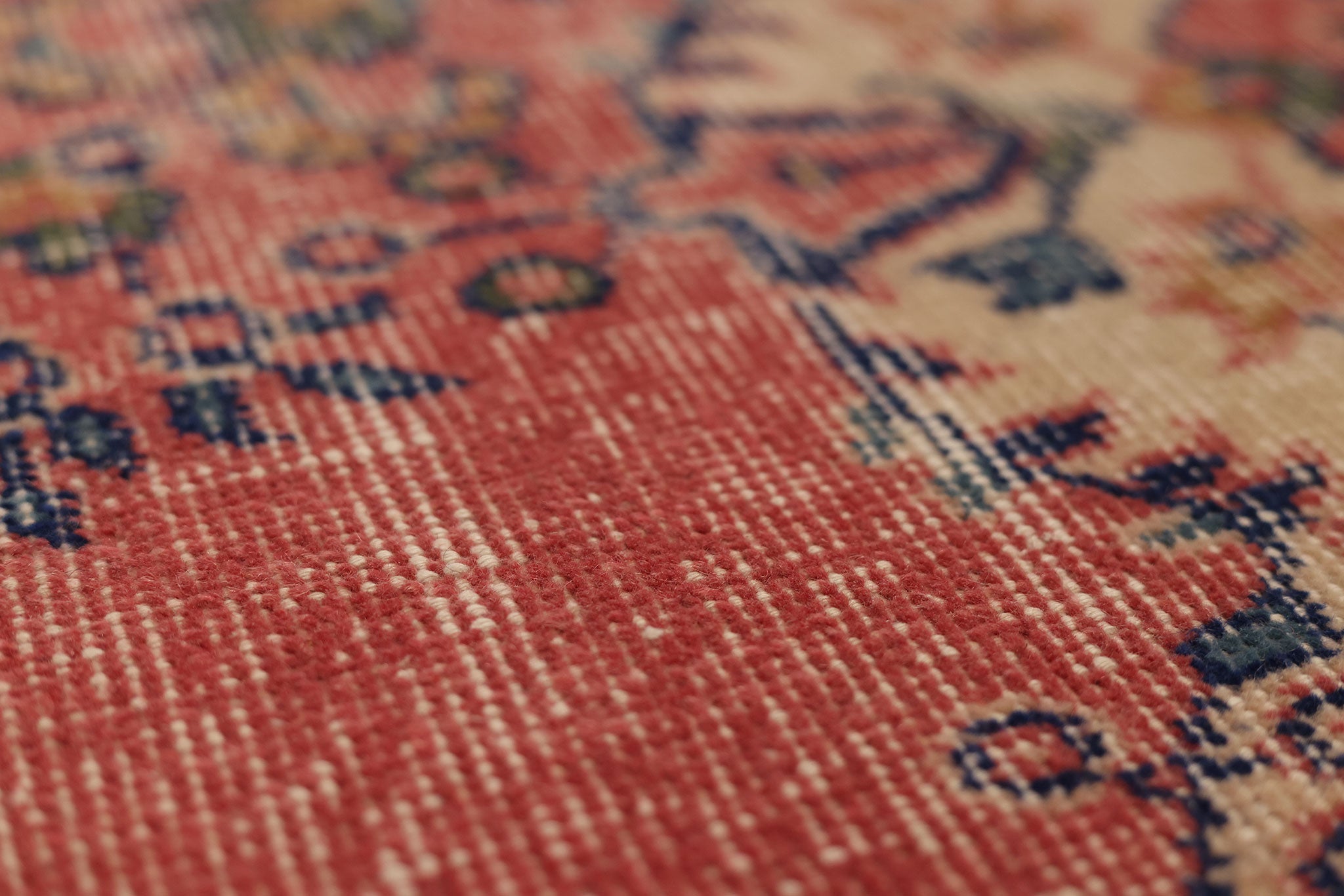 Vintage Isparta Turkish Area Rug 7x10 ft — Red & Beige Floral