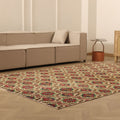 Vintage Isparta Turkish Area Rug 6x10 ft — Beige & Red Floral