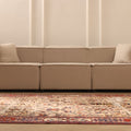 Vintage Isparta Turkish Area Rug 6x10 ft — Beige & Brown Geometric