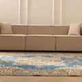 Vintage Isparta Turkish Area Rug 7x10 ft — Blue & Beige Floral