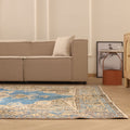 Vintage Isparta Turkish Area Rug 7x10 ft — Blue & Beige Floral
