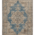 Vintage Isparta Turkish Area Rug 7x10 ft — Blue & Beige Floral