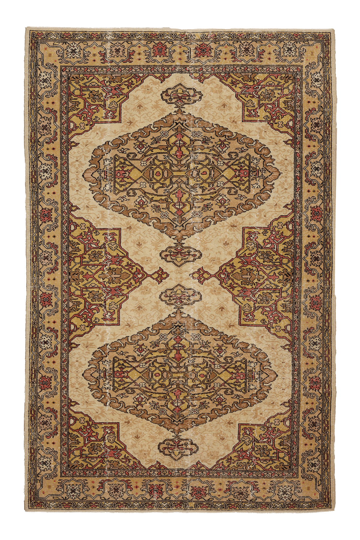 Vintage Isparta Turkish Area Rug 6x9 ft — Beige & Brown maximalist