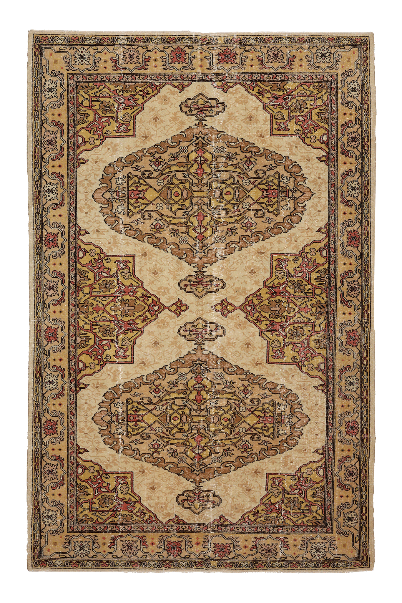 Vintage Isparta Turkish Area Rug 6x9 ft — Beige & Brown maximalist