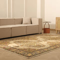 Vintage Isparta Turkish Area Rug 6x9 ft — Beige & Brown maximalist