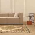 Vintage Isparta Turkish Area Rug 6x9 ft — Beige & Brown maximalist
