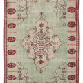 Vintage Manisa Turkish Area Rug 6x9 ft — Green & Beige Floral