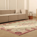 Vintage Manisa Turkish Area Rug 6x9 ft — Green & Beige Floral