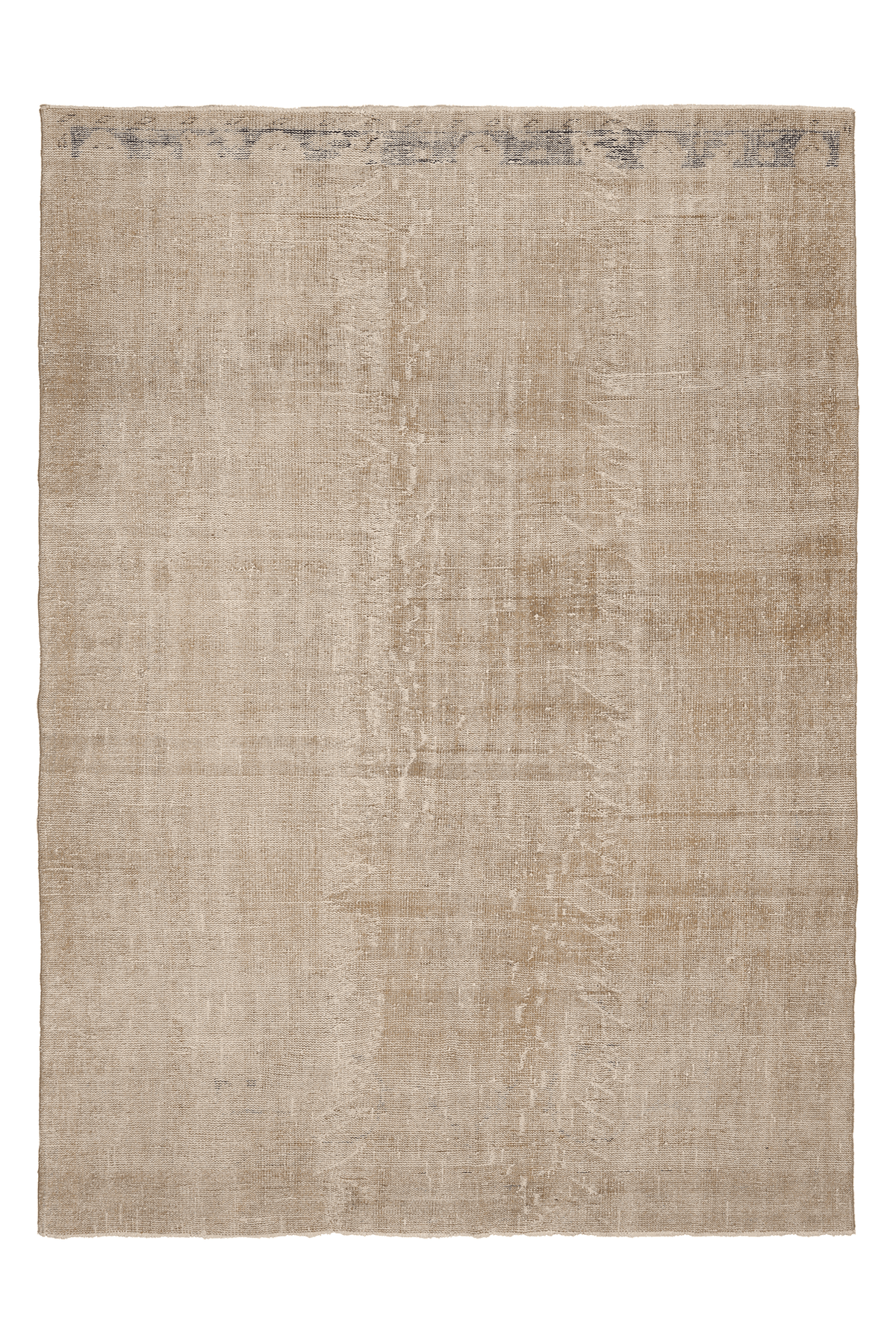 Vintage Isparta Turkish Area Rug 7x9 ft — Beige & Brown Distressed