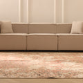 Vintage Isparta Turkish Area Rug 7x11 ft — Beige & Red Floral
