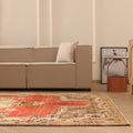 Vintage Sivas Turkish Area Rug 7x10 ft — Red & Beige Distressed
