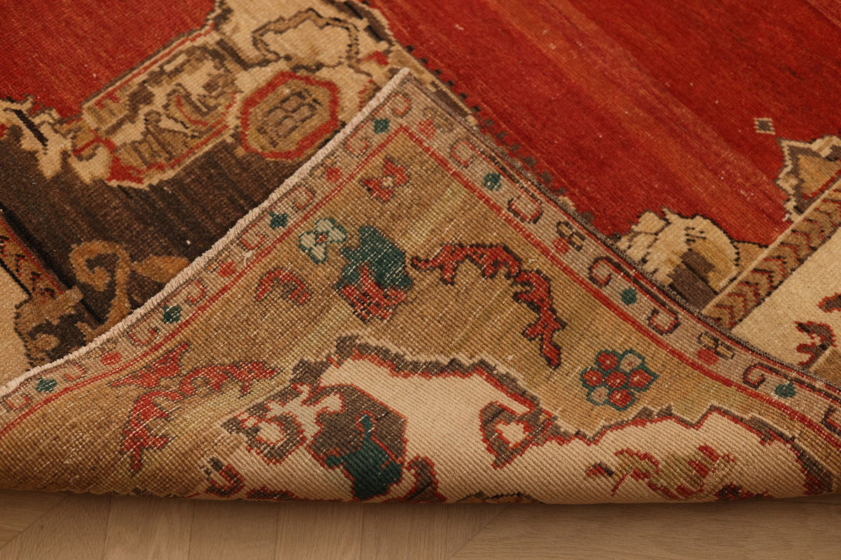 Vintage Sivas Turkish Area Rug 7x10 ft — Red & Beige Distressed