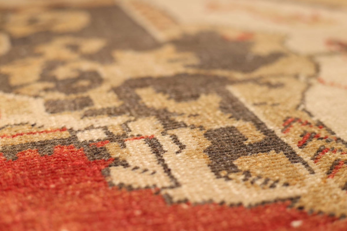 Vintage Sivas Turkish Area Rug 7x10 ft — Red & Beige Distressed