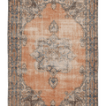 Vintage Isparta Turkish Area Rug 7x10 ft — Orange & Blue Floral