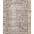 Vintage Isparta Turkish Area Rug 7x10 ft — Gray & Beige Floral