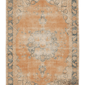 Vintage Isparta Turkish Area Rug 7x10 ft — Orange & Blue Floral