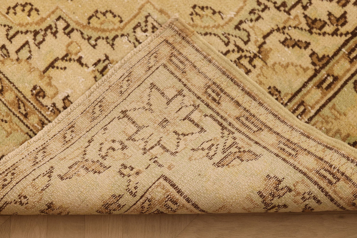 Vintage Isparta Turkish Area Rug 7x10 ft — Beige & Brown Floral