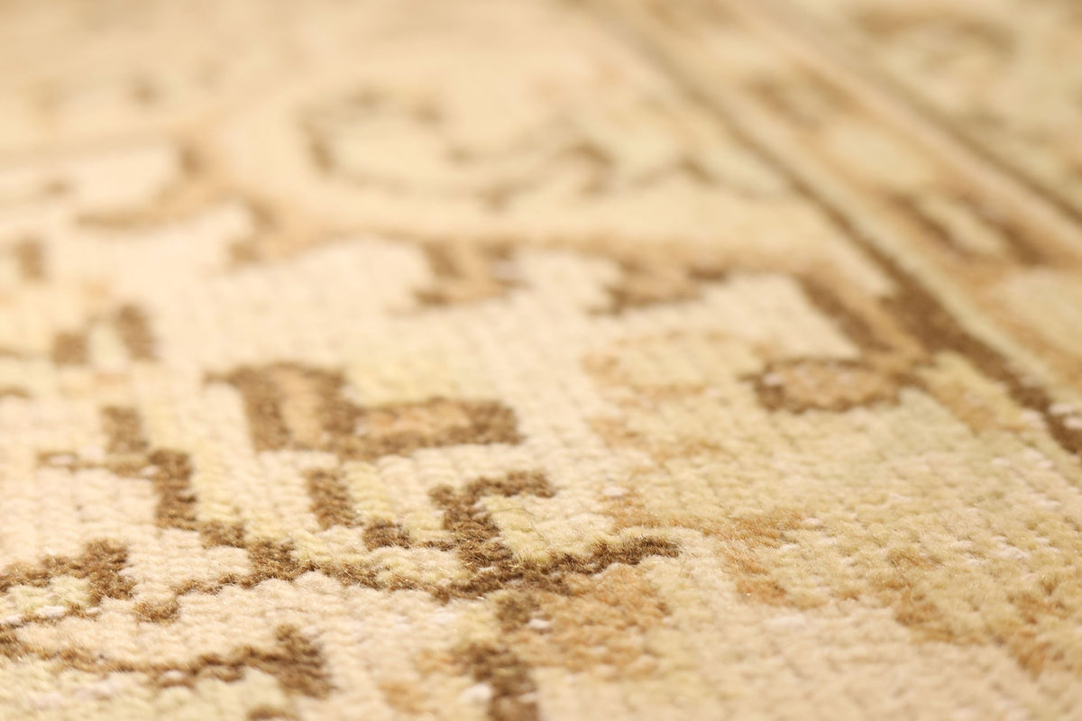 Vintage Isparta Turkish Area Rug 7x10 ft — Beige & Brown Floral