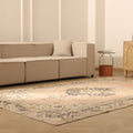 Vintage Isparta Turkish Area Rug 6x10 ft — Orange & Beige Floral