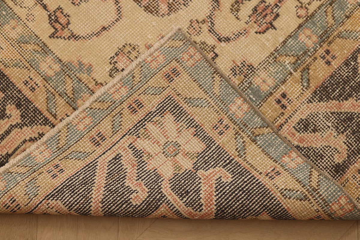 Vintage Isparta Turkish Area Rug 6x10 ft — Orange & Beige Floral