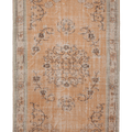Vintage Manisa Turkish Area Rug 5x9 ft — Orange & Beige Floral