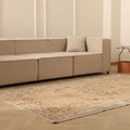 Vintage Manisa Turkish Area Rug 5x9 ft — Orange & Beige Floral