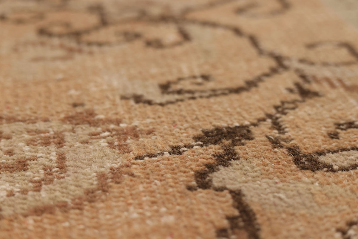 Vintage Manisa Turkish Area Rug 5x9 ft — Orange & Beige Floral