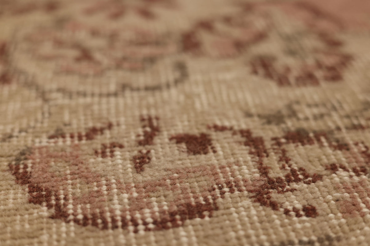 Vintage Isparta Turkish Area Rug 5x9 ft — Pink & Brown Floral (No. 61563)