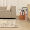 Vintage Manisa Turkish Area Rug 5x8 ft — Beige Floral (No. 61564)