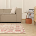 Vintage Isparta Turkish Area Rug 5x8 ft — Beige & Red Floral (No. 61567)