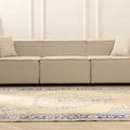 Vintage Manisa Turkish Area Rug 5x8 ft — Beige & Blue Floral (No. 61569)