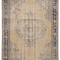 Vintage Manisa Turkish Area Rug 5x8 ft — Beige & Blue Floral (No. 61569)
