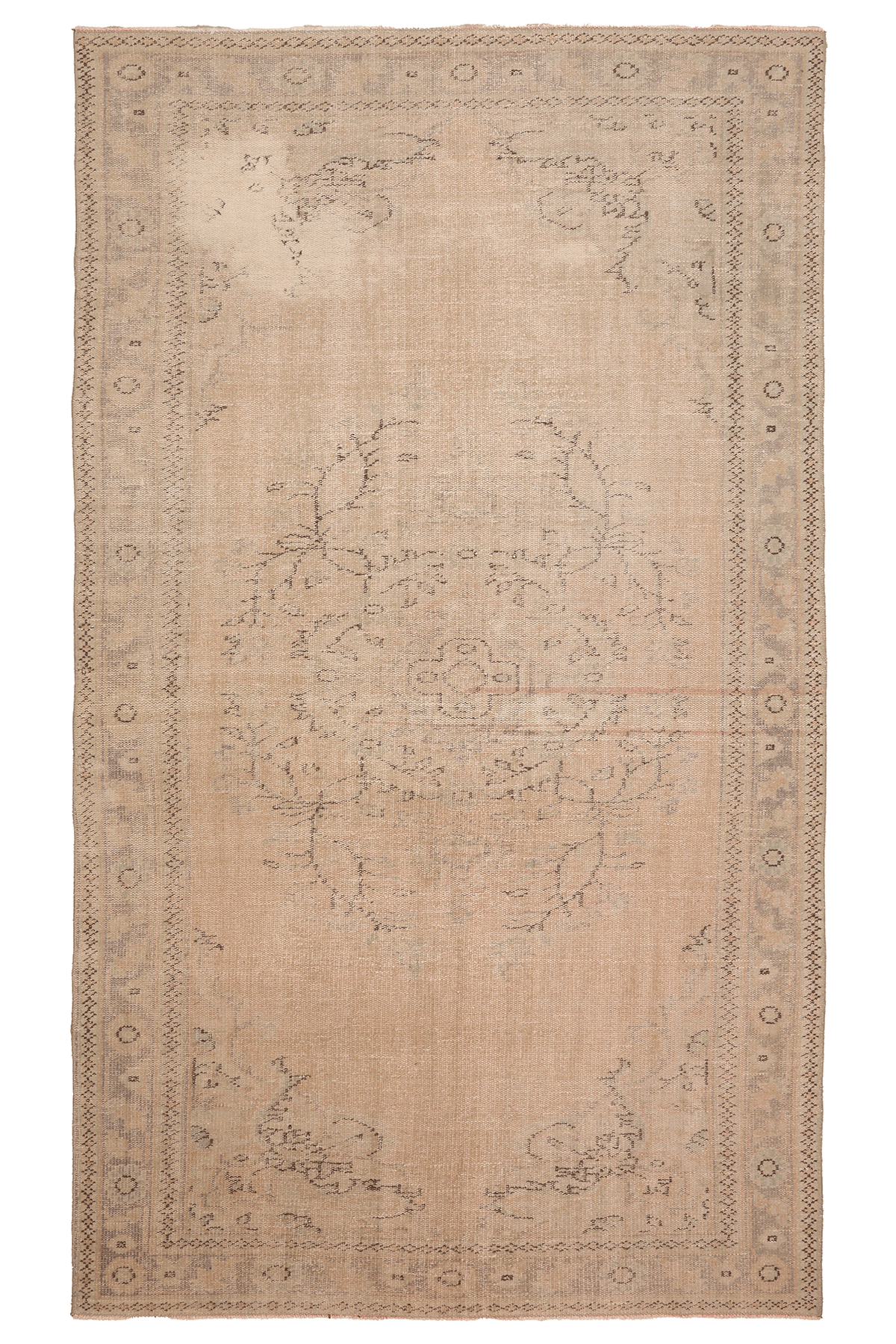 Vintage Manisa Turkish Area Rug 5x9 ft — Beige Floral (No. 61571)