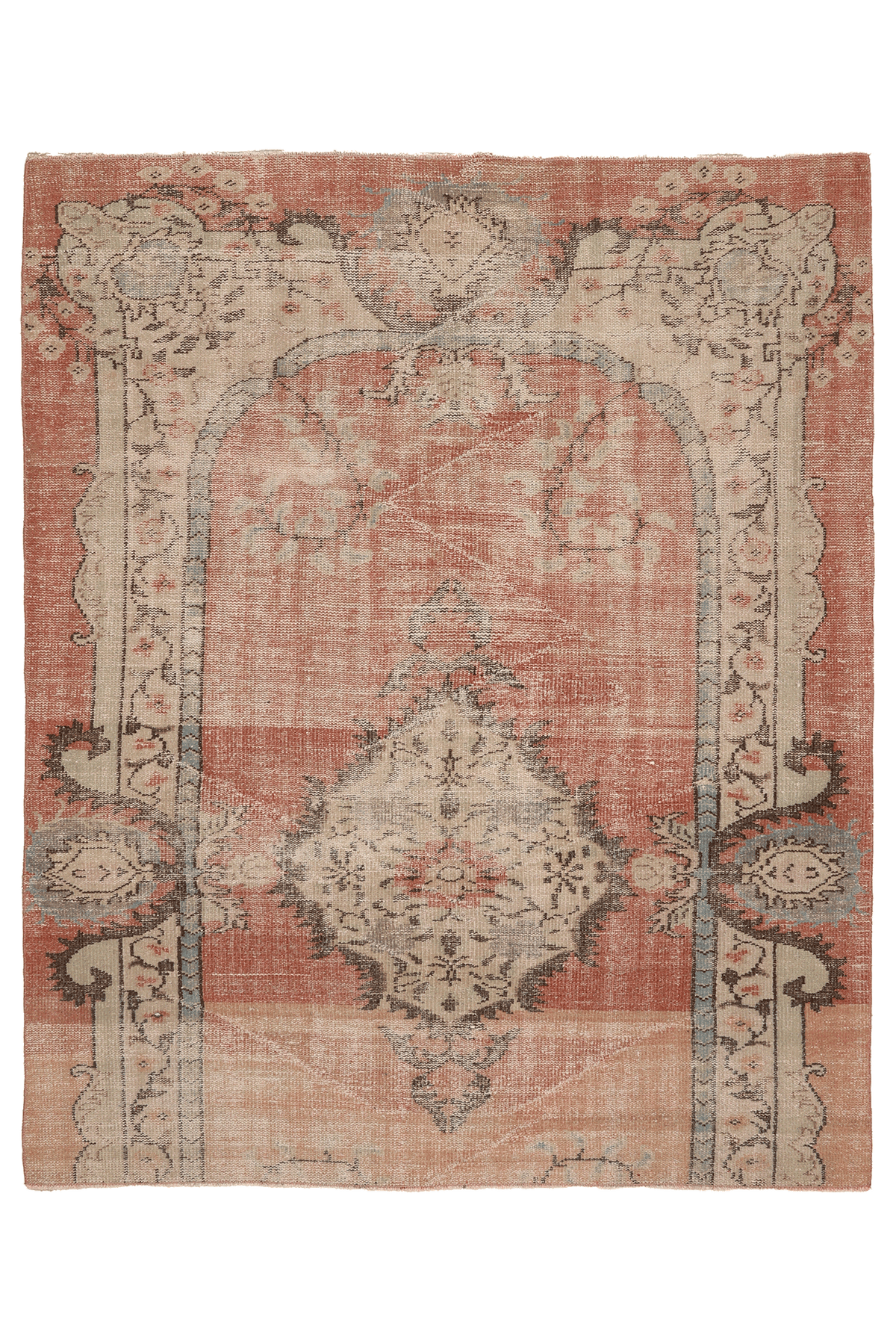 Vintage Manisa Turkish Area Rug 5x7 ft — Red Floral