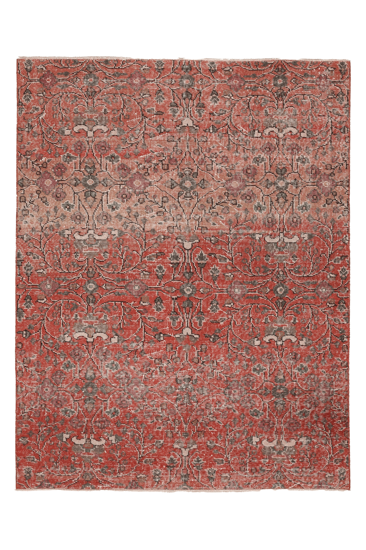 Vintage Isparta Turkish Area Rug 4x6 ft — Red Floral