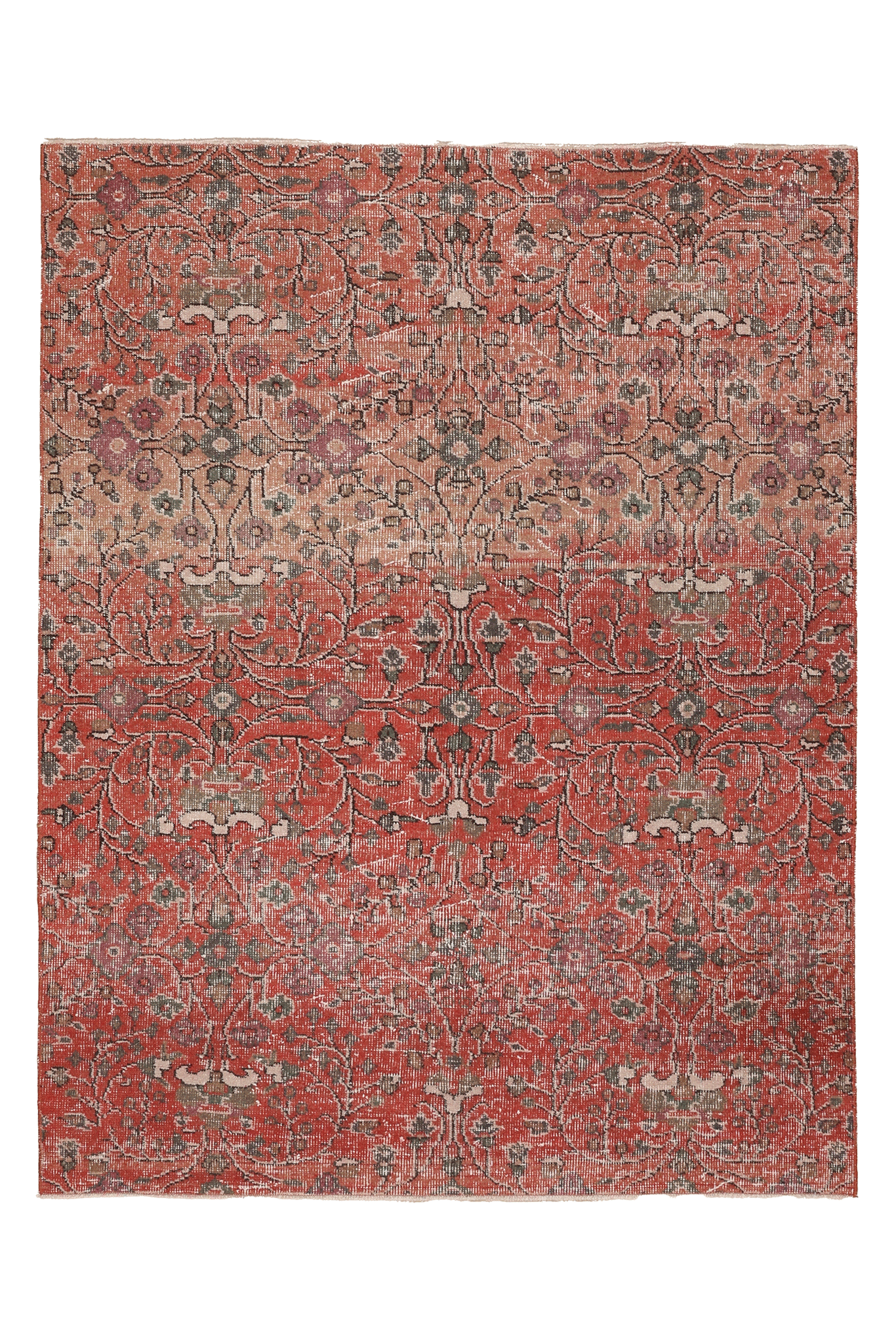 Vintage Isparta Turkish Area Rug 4x6 ft — Red Floral