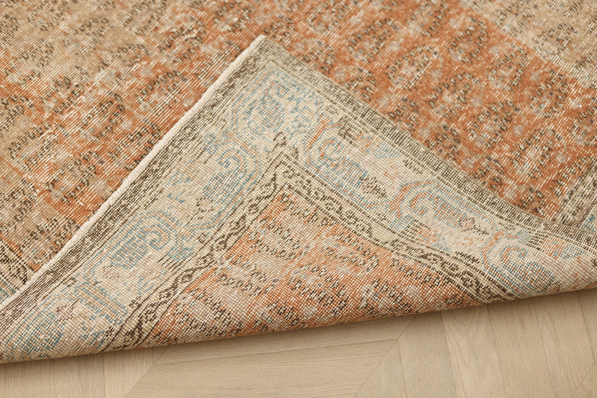 Vintage Isparta Turkish Area Rug 5x8 ft — Brown Floral