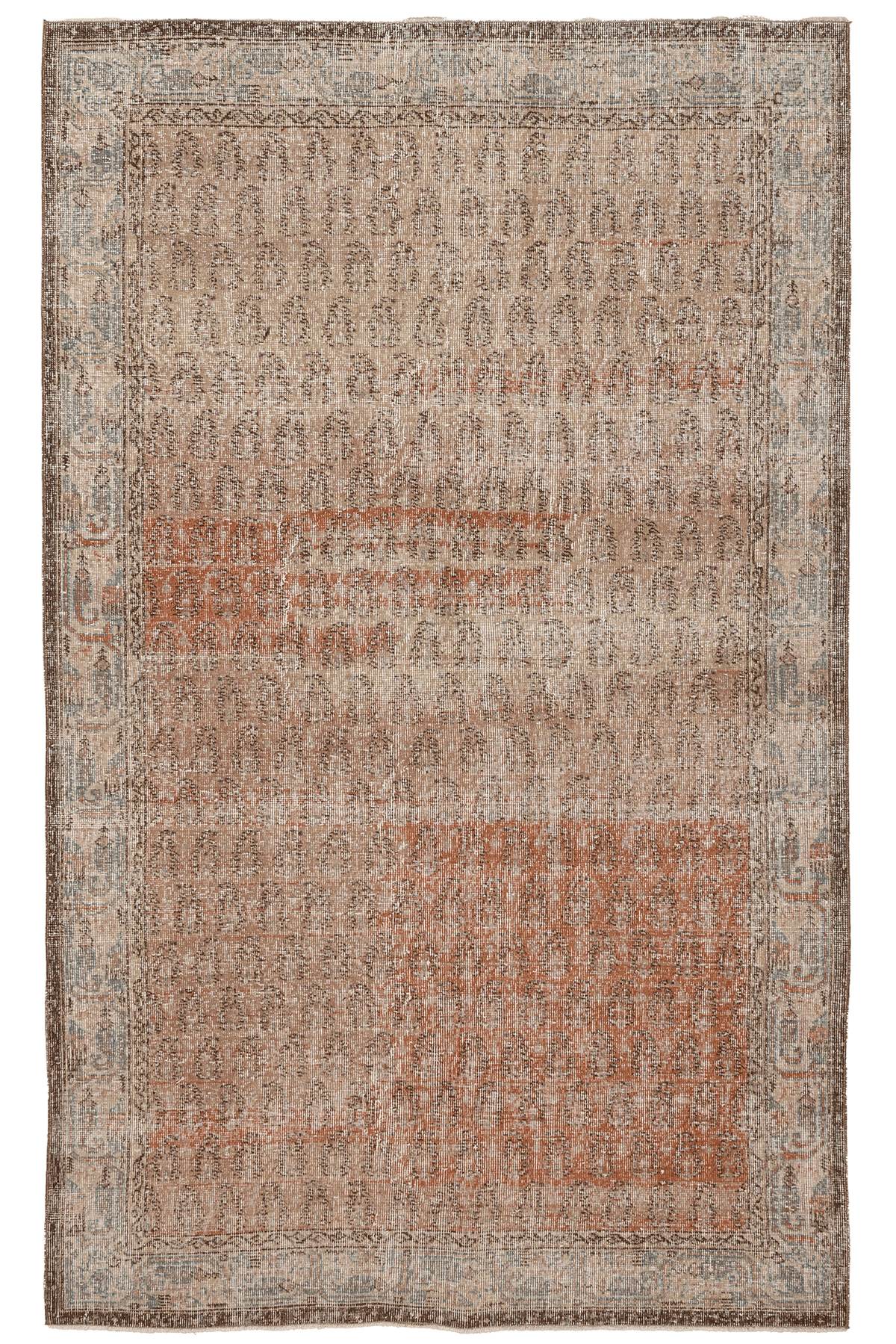 Vintage Isparta Turkish Area Rug 5x8 ft — Brown Floral