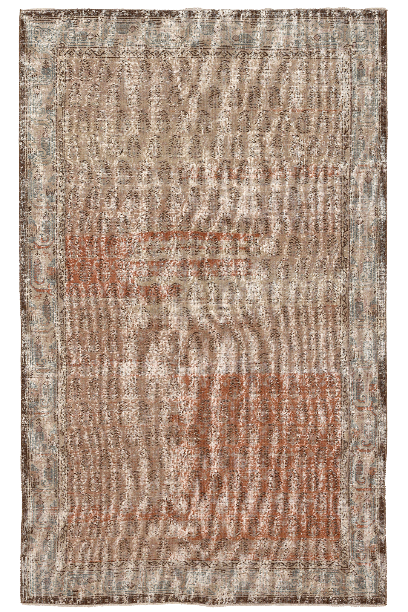 Vintage Isparta Turkish Area Rug 5x8 ft — Brown Floral