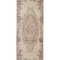Vintage Isparta Turkish Runner Rug 2x8 ft — Beige & Brown Distressed