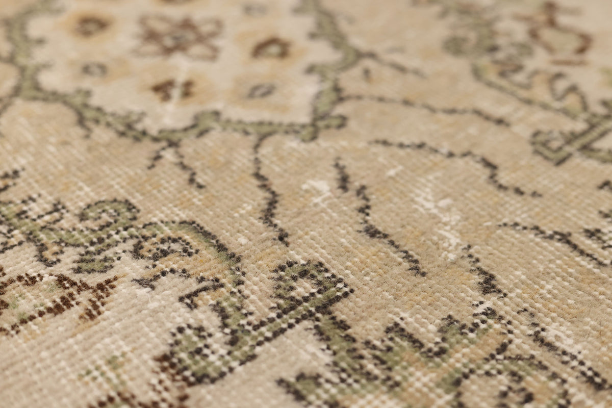 Vintage Isparta Turkish Runner Rug 2x6 ft — Beige & Brown Floral (No. 61600)