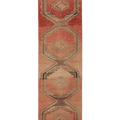 Vintage Malatya Turkish Runner Rug 2x11 ft — Red & Beige Geometric