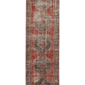 Vintage Malatya Turkish Runner Rug 3x12 ft — Red & Gray Geometric