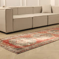 Vintage Malatya Turkish Runner Rug 3x12 ft — Red & Gray Geometric