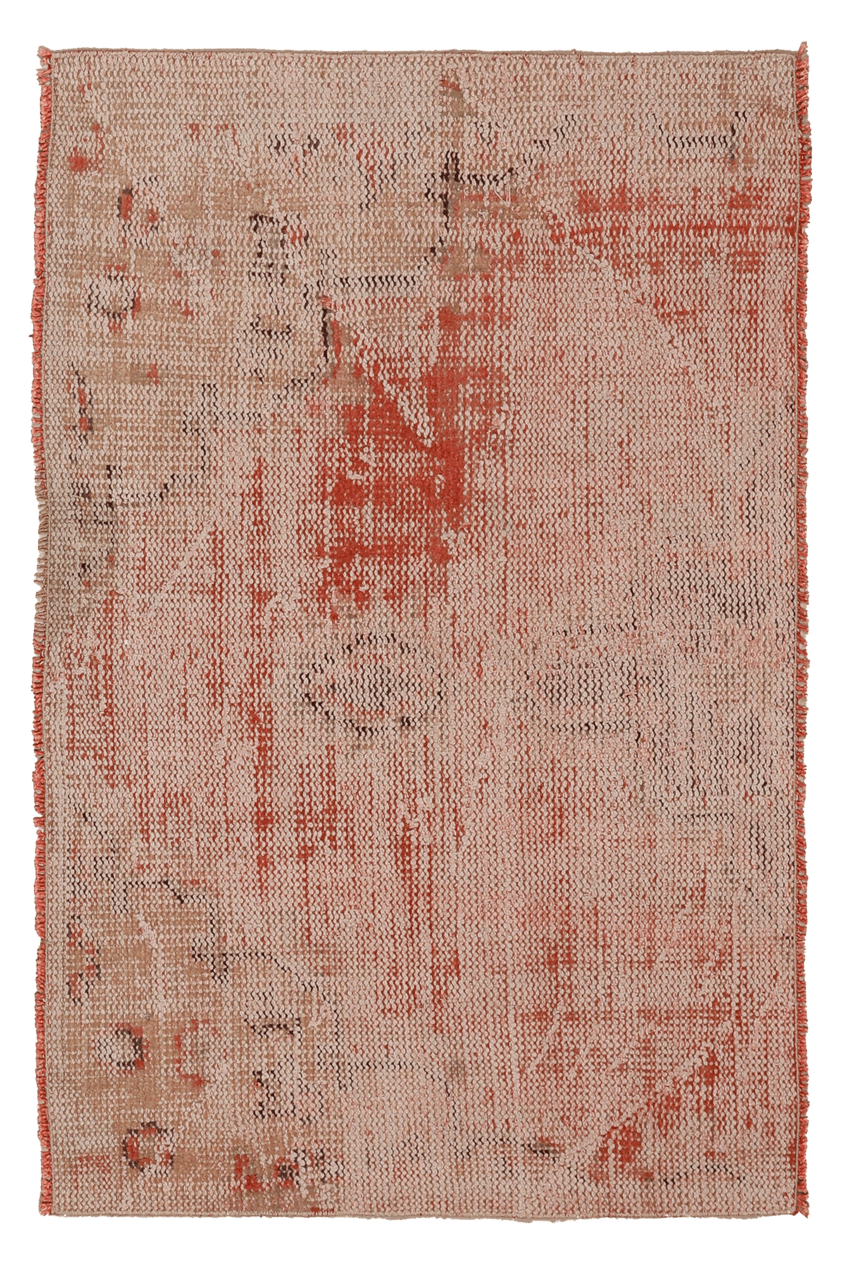 Vintage Manisa Turkish Area Rug 2x4 ft — Beige & Red Distressed