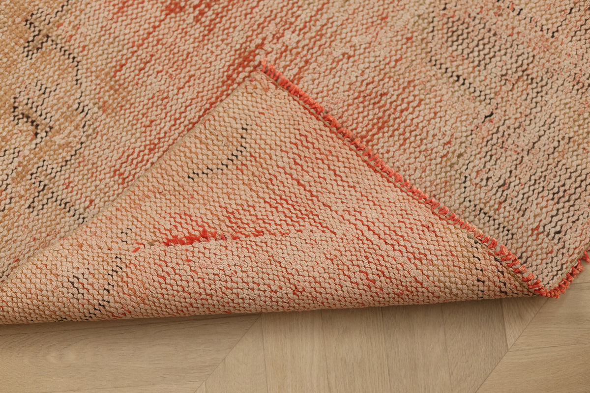 Vintage Manisa Turkish Area Rug 2x4 ft — Beige & Red Distressed