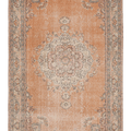 Vintage Isparta Turkish Area Rug 5x8 ft — Orange Floral (No. 61671)